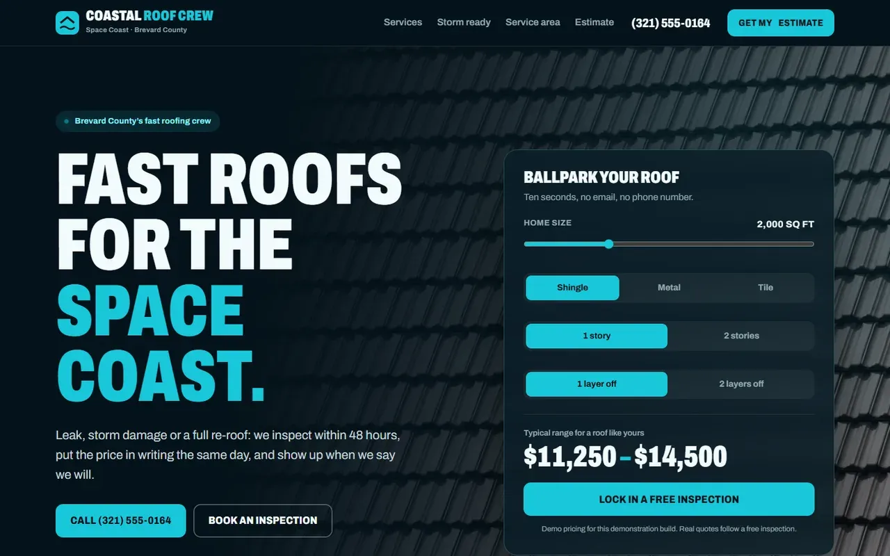 Coastal Roof Crew — website screenshot