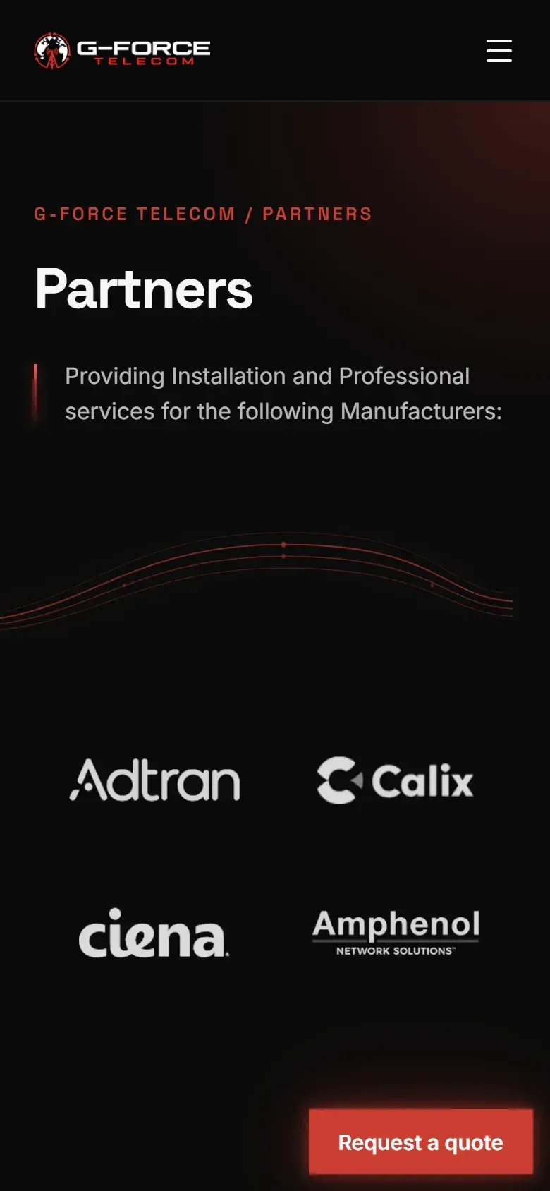 G-Force Telecom Partners page on a phone