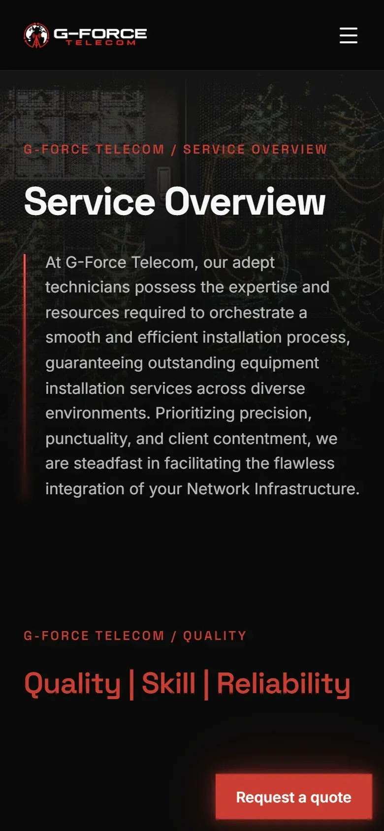 G-Force Telecom Service Overview on a phone