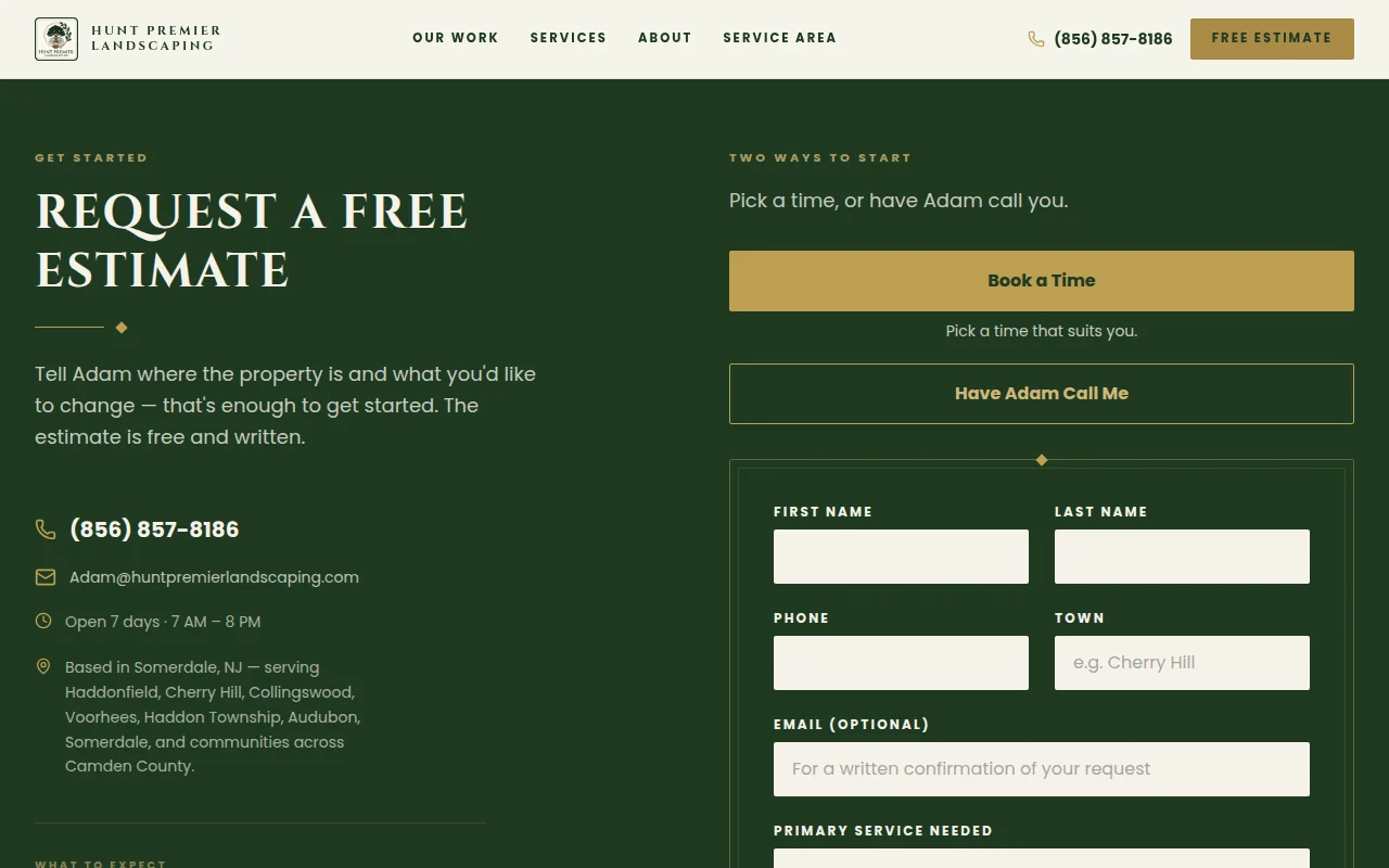 Hunt Premier Landscaping: After — /estimate