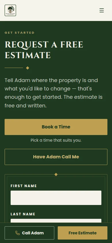 Hunt Premier Landscaping: Estimate — new site on a phone